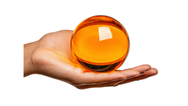 Hand Holding an Orange Crystal Ball