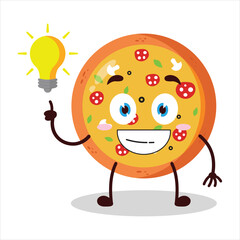 cute creative expression of mung bean  with shiny lamp cartoon character