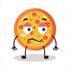 cute silent expression of pizza character