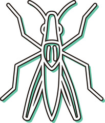 カラーシャドウのミニ昆虫の単品アイコン　ショウリョウバッタ