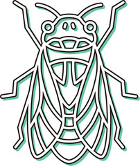 カラーシャドウのミニ昆虫の単品アイコン　蝉