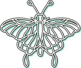 カラーシャドウのミニ昆虫の単品アイコン　蝶