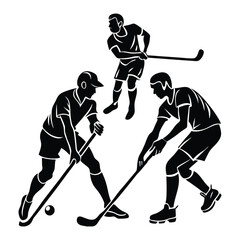 Fototapeta premium hockey player silhouette, hockey players set, a black and white hockey players with the word ice on it.