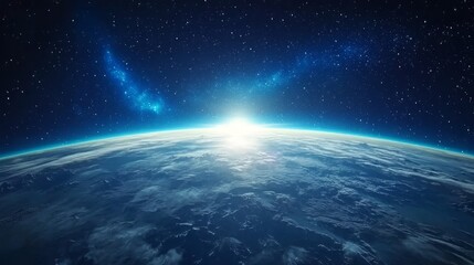 Fototapeta premium Cosmic Beauty: Earth and Aurora.Concept of space exploration, Earth's beauty, environmental awareness, climate change, cosmic wonder, technological advancement.