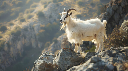 Fototapeta premium Goat Standing on a Rocky Hillside.