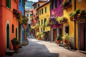Selbstklebende Fototapeten European alley building architecture outdoors. © Rawpixel.com