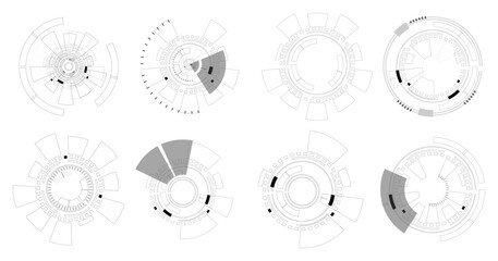 Vector icon set technology circle. digital interface HUD elements set concept. Dashboard reality technology screen.