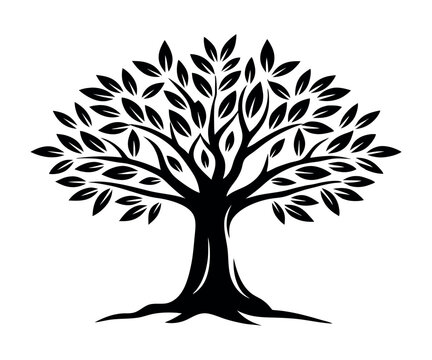 recommend clip art: A classic and elegant silhouette of a tree, perfect for logos, branding, or nature-inspired designs.