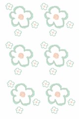 white background with green flowers