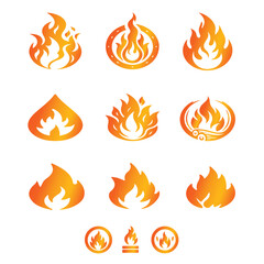 Shilhoutte fire symbol vector set on white background