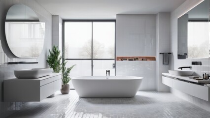 modern bathroom interior with bathtub