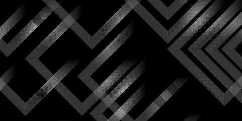 Abstract grey lines on black background with luxury shapes square background. Modern pattern elegant gray line template background. Vector black abstract background lines striped metallic concept.