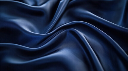 Obraz premium Luxurious silk fabric folds in deep navy blue