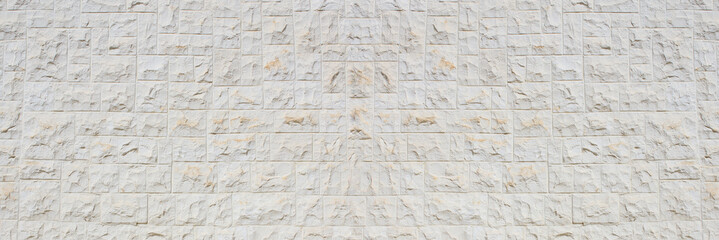 Panoramic white textured brick wall background
