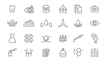 Medicine and Health icon.  Medical care service symbol collection. Vector illustration.