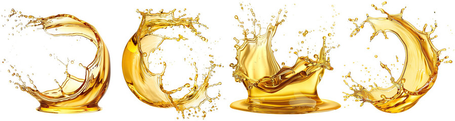 Set of golden oil splashes, cut out