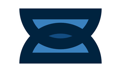 Overlapping Blue Semicircles Thick Stroke Icon