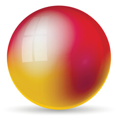 Glass red ball or precious pearl. Glossy realistic ball, 3D abstract vector illustration highlighted on a white background. Big metal bubble with shadow