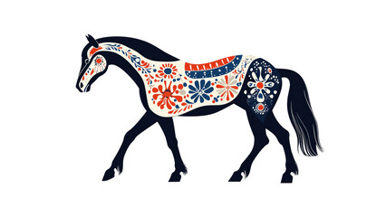 Obraz premium Ornate Horse with Floral Design