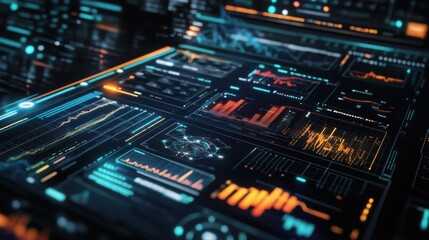 Fototapeta premium Data visualization dashboard with graphs, charts, and metrics