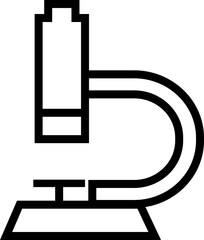 Microscope icon. Research and science, microbiology medical research concept. Line Design Healthcare Microscope war tank icon silhouette vector with Side Shadow isolated on transparent background.