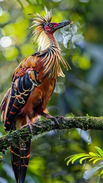 Vibrant bird perched on a branch in the rainforest canopy