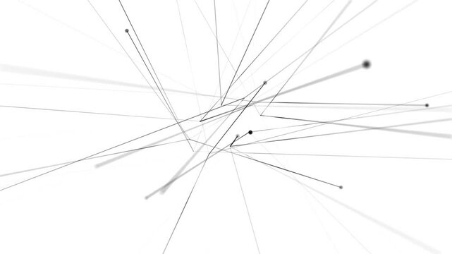 Minimalist white abstract background with connecting sleek black line particles. Modern clean angular design. Tech inspired connectivity concept. Full HD and looping white minimalism animation.