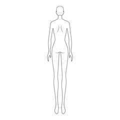 Back view silhouette of a female figure, minimalistic line art

