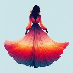 Sunset Gradient Dress A flowy floor length dress featuring a gra