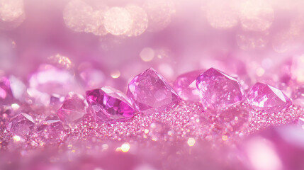 A pink tourmaline gemstones scattered