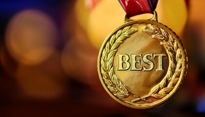 Gold medal with the word Best engraved on it, symbolizing excellence, achievement, and success.