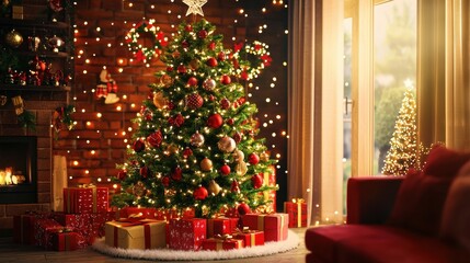 Elegant Classic Christmas Tree with Ornaments