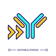Obraz premium Immune response RGB color icon. Antibody concept. Pathogen recognition. Medical illustration. Antigen and arrows. Isolated vector illustration. Simple filled line drawing. Editable stroke
