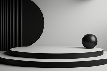 Product podium backdrop sphere black electronics.