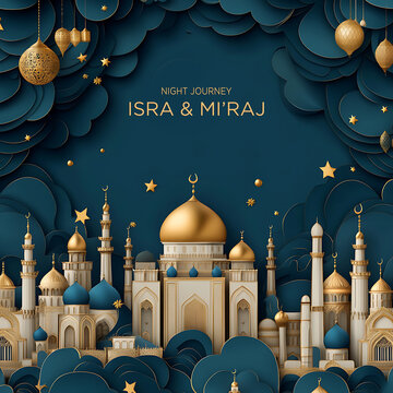 Isra miraj illustration, Al isra miraj concept background