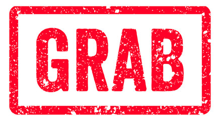 Grab Stamp Transparent Seal, Red Grunge Grab Word Rubber Stamp Seal