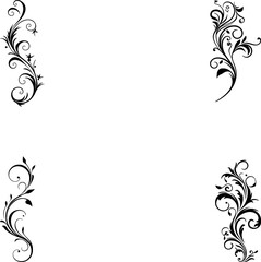 Calligraphic Design Elements Ornate Scroll flourishes filigree Swirl ornament stroke curls divider