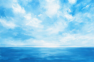 Obraz premium 夏の海と大空の油絵 AI画像