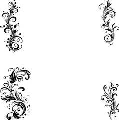 Calligraphic Design Elements Ornate Scroll flourishes filigree Swirl ornament stroke curls divider