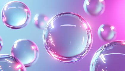 Obraz premium Organic cellular landscape with neon highlights and glowing structures, blending science fiction and biology, depicting cells floating in an ethereal space