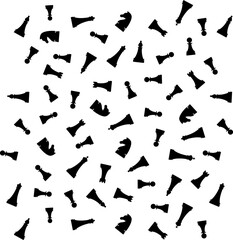Vector Black Chess Pieces Seamless Pattern on White Background