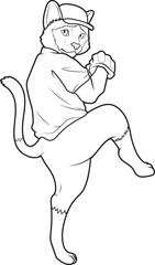 Siamese Baseball Baseball bat Animal Vector Graphic Art Illustration