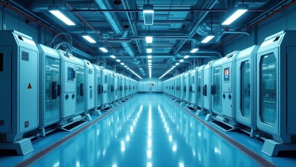 Fototapeta premium Futuristic space station interiors merge cutting-edge technology with functional design. Perfect for sci-fi productions and architectural visualization, featuring living spaces and research facilities