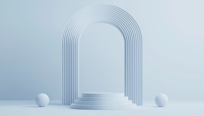 Simple podium with microphones and an American flag backdrop, set against a white background, ideal for illustrating political events or campaign imagery, 3D illustration