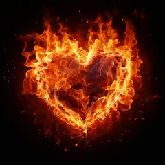 Fototapeta premium burning heart on black. Generative AI (생성형 AI)