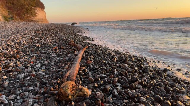 morning Chalk cliff Sassnitz on Island R&uuml;gen in Germany pirate canyon 4k