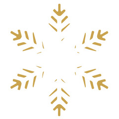 Snowflake golden white shape lines winter season decoration illustration
