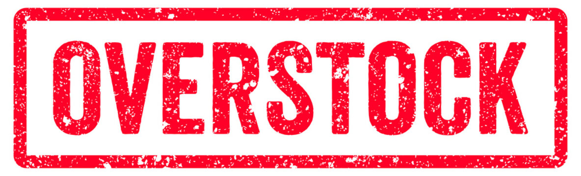 Overstock Stamp Transparent Seal, Red Grunge Overstock Word Rubber Stamp Seal