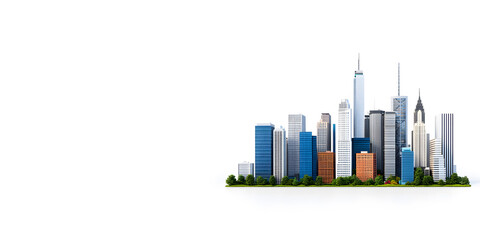 Obraz premium 3d big city cityline with with skyscrapers long panorama background layout.