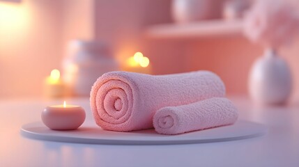 spa, relaks, ręcznik, wellness, zdrowie, ikona 3D, pastelowe kolory, minimalistyczne, aromaterapia, estetyka, pielęgnacja, harmonia, komfort, odprężenie, zdrowe nawyki, rytuały, luksus, chwile dla sie